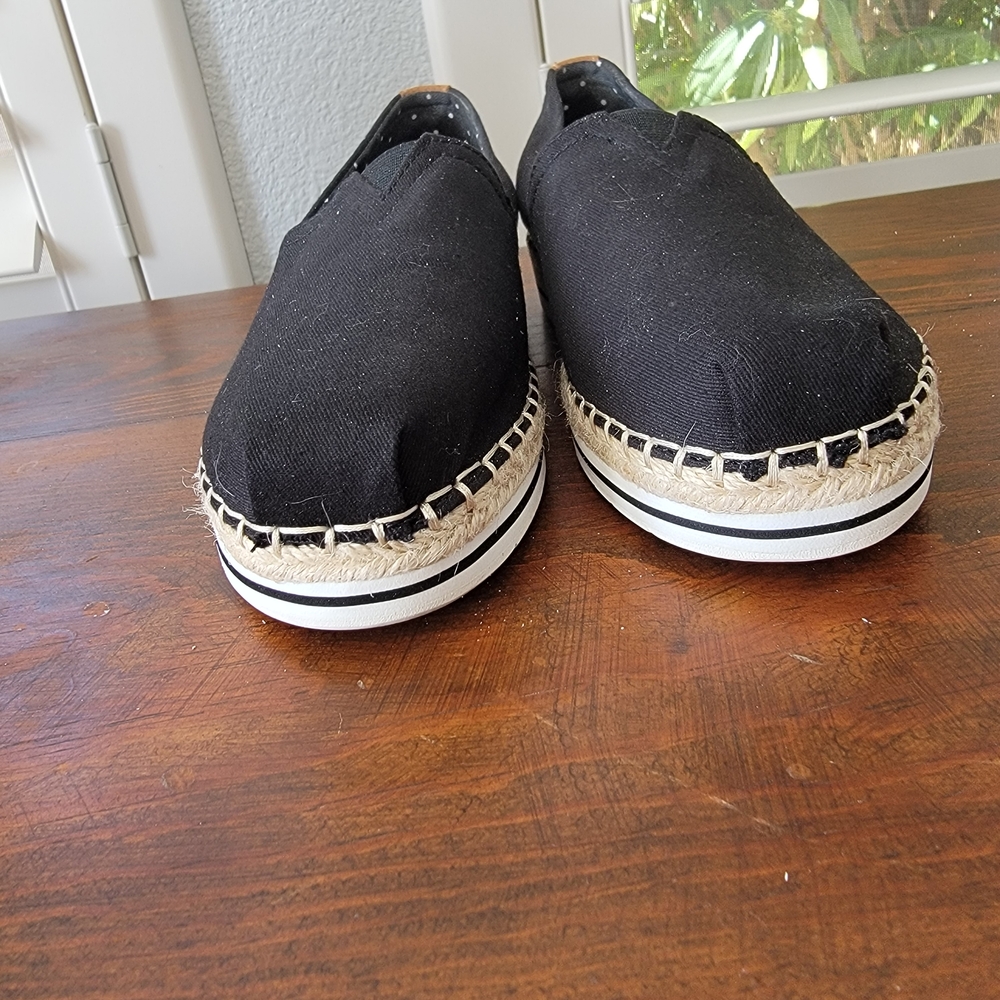 Black Canvas Espadrille Slip-Ons